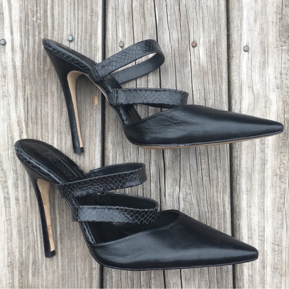 TOPSHOP GALA snake skin/leather strap heels 39